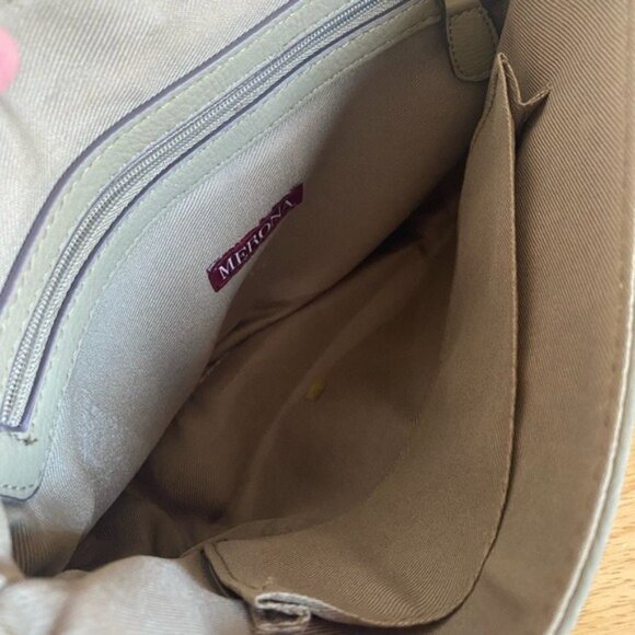 Merona Olive Green Vinyl Crossbody Bag With Adjustable Strap & Magnetic Closure - Picture 5 of 6